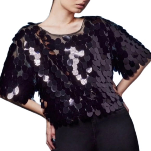 NWT a new day  Palilette Sequins Cropped Top - Picture 12 of 12